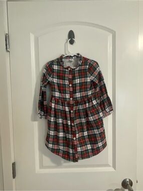 GAP Girls Plaid Button-Front Dress in Red, Green & White